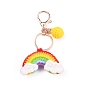 Alloy Keychains, Alloy Clasp and Knitting Cloth Rainbow and Knitting Ball