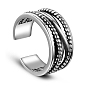 SHEGRACE 925 Sterling Silver Wide Band Cuff Rings, Open Rings, with Twisted Bands, 17mm