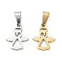304 Stainless Steel Pendants, with 201  Stainless Steel Ice Pick Pinch Bails, Angel & Fairy Charms