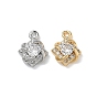 Brass Micro Pave Clear Cubic Zirconia Charms, Rhombus with Twisted Ribbon Charms