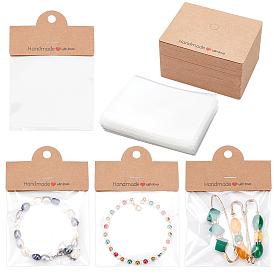 120шт. прямоугольные бумажные складные карточки-заголовки, с 120 целлофановыми пакетами OPP