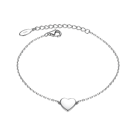 Bracelets à maillons en argent sterling avec cœur