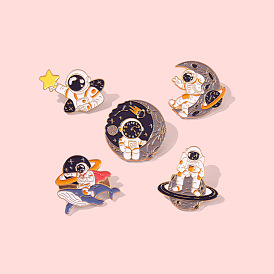 Exploring the Stars Astronaut Pin Set - Space-themed Memorabilia for Clothing and Bags