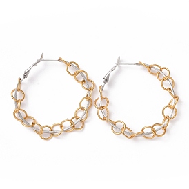 Ion Plating(IP) 304 Stainless Steel Rolo Chains Wrapped Hoop Earrings for Women