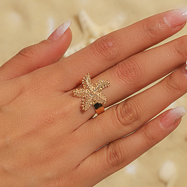 Alloy Starfish Adjustable Rings for Women