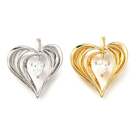 Латунные микро проложить кубического циркония подвески, без кадмия и без свинца, сердце прелести