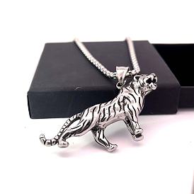 Мужские ожерелья с подвеской в виде тигра из нержавеющей стали для мужчин