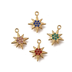 304 подвески из нержавеющей стали, с кубического циркония, звезды прелести, ионное покрытие (ip), золотые