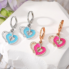 Romantic Double Heart Dangle Earrings with Oil Drop for Women - Unique and Creative Jewelry