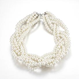 Round Glass Pearl Multi-Strand Necklace