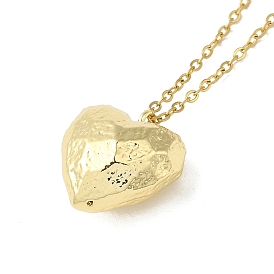 Brass Pendants Necklaces, 201 Stainless Steel Cable Chain Necklaces, Heart