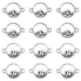 120шт 2 стили подвески из сплава в тибетском стиле, кольцевая связь с горой и волной