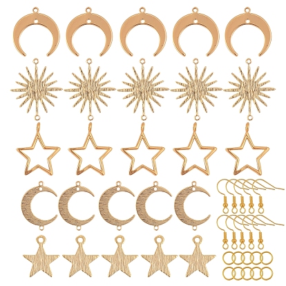 DIY Earring Making Kits, Including Brass Links Connectors & Pendants, Iron Open Jump Rings & Earring Hooks