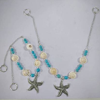 2Pcs Synthetic Turquoise & 304 Stainless Steel Curtain Tiebacks Clips, Window Curtain Holdbacks, with Alloy Clasps