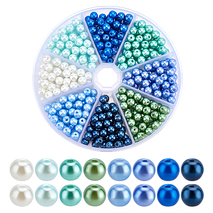 368 шт. 8 цветные стеклянные бусины-жемчужины, окрашенные методом выпекания