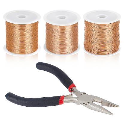 3 рулоны 3 размеры круглой медной проволоки, плоскогубцами, для diy craft, долговечный
