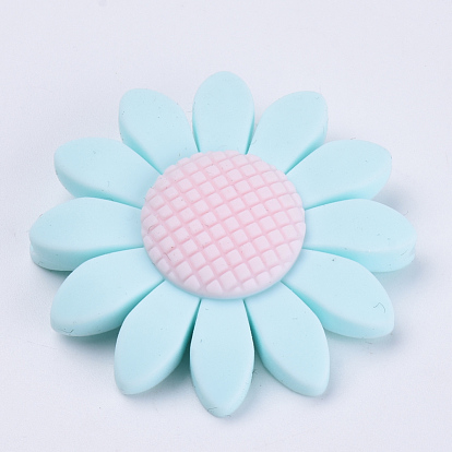 Food Grade Eco-Friendly Silicone Focal Beads, Chewing Beads For Teethers, DIY Nursing Necklaces Making, Flower