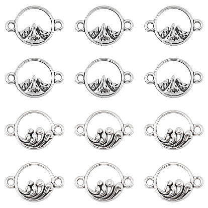 120шт 2 стили подвески из сплава в тибетском стиле, кольцевая связь с горой и волной