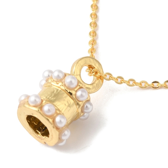 Ожерелья с подвеской из латуни из АБС-пластика с жемчугом, без кадмия и без свинца, колонка