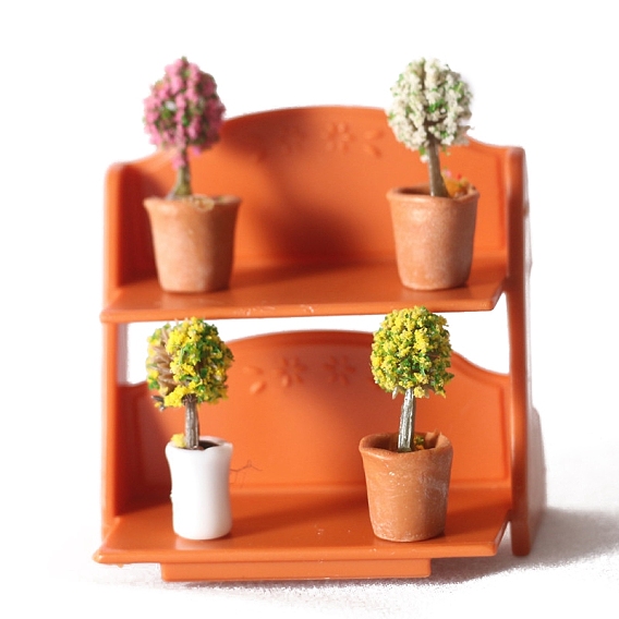 Miniature 2 Tiers Wood Display Racks, for Dollhouse, Rectangle