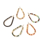 Dyed Natural Gemstone Pendants, with Brass & Copper Findings, Teardrop, Golden, Mixed Color