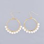 Natural Freshwater Pearl Dangle Earrings, with Brass Earring Hooks and Copper Wire
