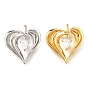Латунные микро проложить кубического циркония подвески, без кадмия и без свинца, сердце прелести