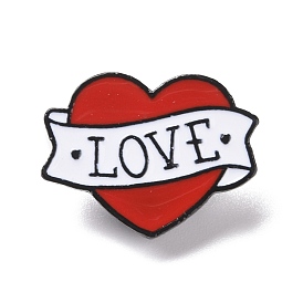 Love Word Enamel Pin, Heart Alloy Badge for Backpack Clothes, Electrophoresis Black
