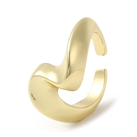 Brass Open Cuff Ring, Wave Ring for Women