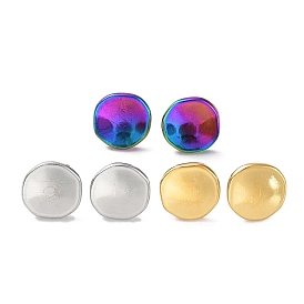 Ion Plating(IP) 304 Stainless Steel Flat Round Ear Studs for Women