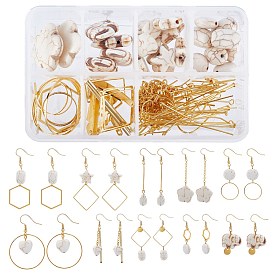 SUNNYCLUE DIY Earring Making Kits, Including Mixed Shapes Synthetical Turquoise, 
Alloy Linking Rings & Pendants, Brass Linking Rings & Cable Chains & Earring Hooks, Iron Pins