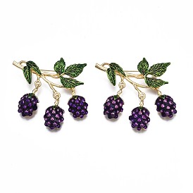Grape Enamel Pin, 3D Fruit Alloy Brooch for Backpack Clothes, Nickel Free & Lead Free, Light Golden