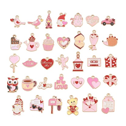 Подвески из сплава с эмалью ко дню святого валентина, золотой свет