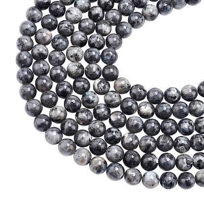 Натуральные нити бус из ларвикита, круглые