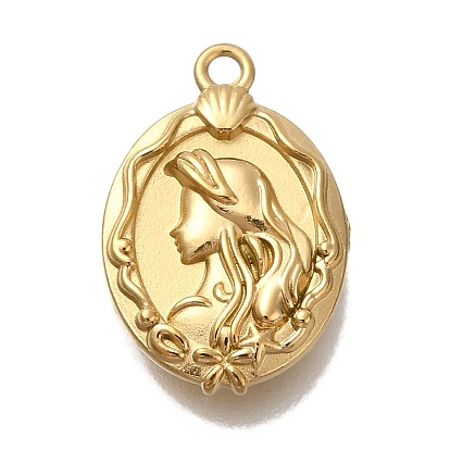 Ионное покрытие (ip) 304 подвески из нержавеющей стали, овал с подвеской в виде русалки