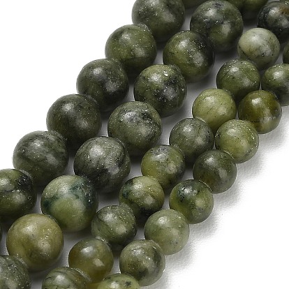 Природные китайский нефрит бисер пряди, круглые, сгладить