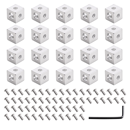 20 écrous en alliage d'aluminium (pièces), cube, avec 60pcs 304 vis en acier inoxydable et 1pc 45# clés hexagonales en acier