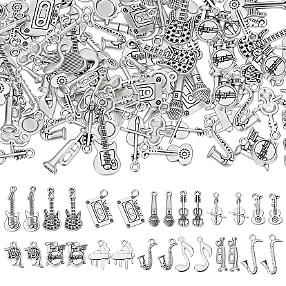 112Pcs 14 Styles Tibetan Style Alloy Pendants, Musical Theme