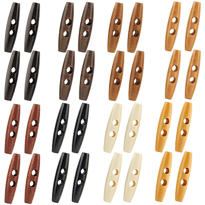 32 шт. 8 цвета 2 деревянные пуговицы с отверстиями, овальные