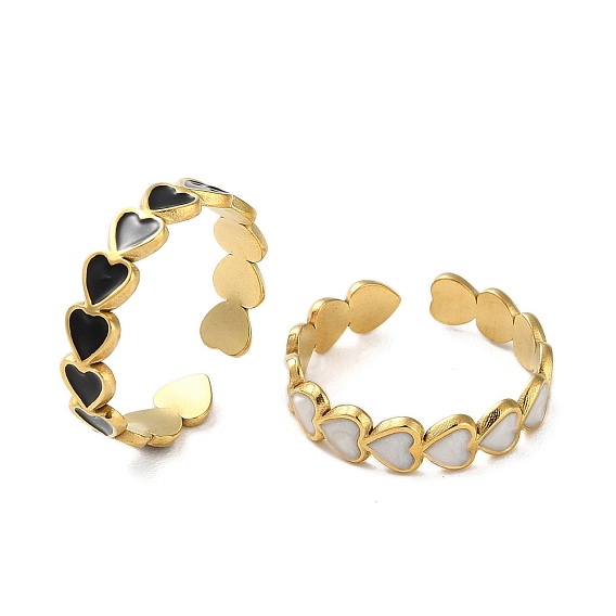 Манжеты из настоящей 18k-золотой 304 эмалированной нержавеющей стали, сердце