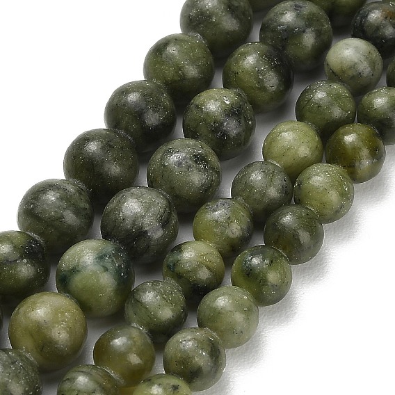 Природные китайский нефрит бисер пряди, круглые, сгладить