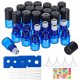 BENECREAT Glass Roller Bottles, with Plastic Bottle Openers & Dropper & Funnel Hopper, Cute Paper Rainbow Color Stickers