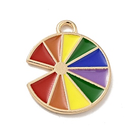 Rainbow Color Alloy Enamel Pendants, Lemon Charms, Light Gold
