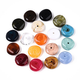 Two Tone Acrylic Beads, Imitation Gemstone Style, Flat Round