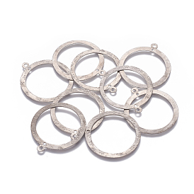 201 Stainless Steel 2-Loop Link Pendants, Ring with Flower