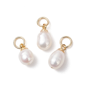 Натуральные культивированные пресноводные жемчужные рисовые подвески, с 304 фурнитурой из нержавеющей стали, белые