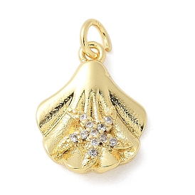 Латунные микро проложить кубического циркония подвески, в форме раковины с морской звездой, стойки покрытие, долговечный, без свинца и без кадмия, с целью перехода в кольце