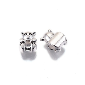 Tibetan Style Alloy European Beads, Large Hole Beads, Cadmium Free & Lead Free, Bear Shape