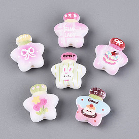 Печатные непрозрачные акриловые бусины, звезда