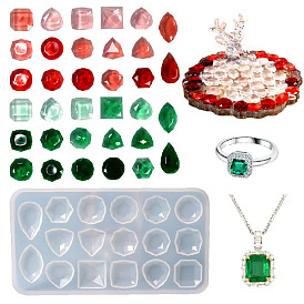 Moldes de silicona para manualidades, cabujón de diamante triangular/lágrima/cuadrado, moldes de resina, para resina uv, fabricación de joyas de resina epoxi